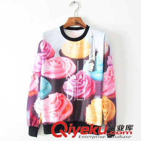 2015全年不斷貨 2015夏季新款  Ebay歐美爆款批發(fā)女裝3D雪糕圖案個性寬松潮流衛(wèi)衣原始圖片2