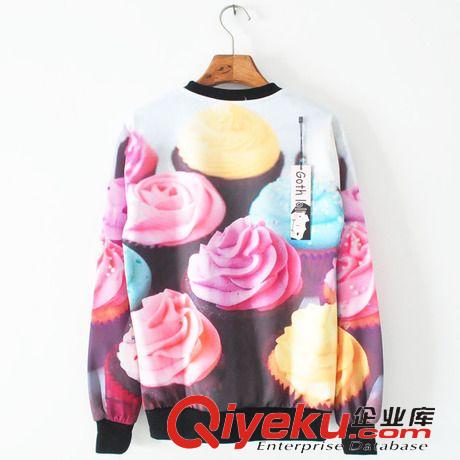 2015全年不斷貨 2015夏季新款  Ebay歐美爆款批發(fā)女裝3D雪糕圖案個性寬松潮流衛(wèi)衣原始圖片3