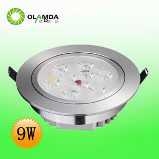 LED天花燈 LED天花燈9W 新款射燈9瓦 高光銀外環(huán)工藝 帶刀片散熱材料