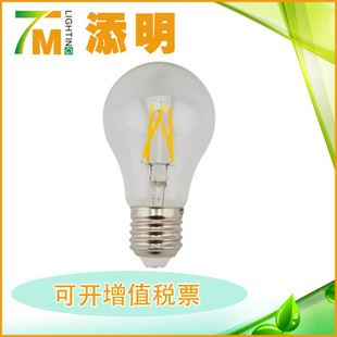 LED球泡 新款熱銷 6W 玻璃材質(zhì)420lm led燈絲燈泡 LED燈具燈泡