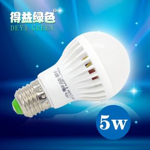 LED球泡燈 得益綠色 LED雷達人體感應燈 5W智能光控燈樓梯走廊樓道隔墻感應