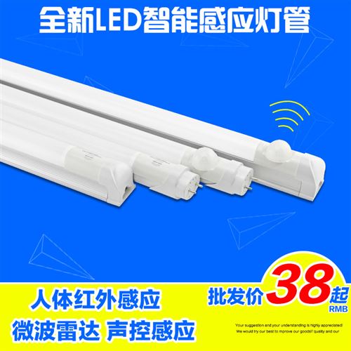 T5 批發(fā) led T8節(jié)能環(huán)保感應(yīng)燈 人體紅外雷達(dá)日光燈 停車(chē)場(chǎng)樓道夜燈原始圖片2