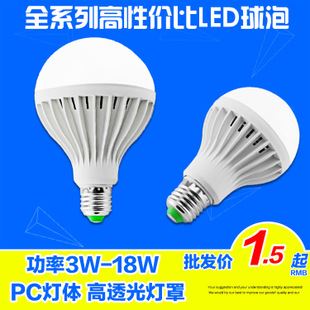 LED-蠟燭燈 工廠批發 LED光源照明球泡燈 E27螺口燈泡 7w9w12w 超亮節能燈泡