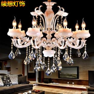 大吊燈 歐式蠟燭水晶吊燈批發 鋅合金玉石客廳吊燈 酒店大堂復試樓大吊燈原始圖片2