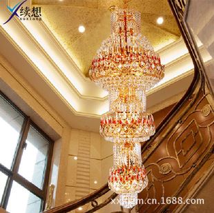 大吊燈 中山古鎮(zhèn)批發(fā)現(xiàn)代水晶吊燈 復(fù)試樓梯吊燈 黃水晶吊燈 樓梯吊燈原始圖片2