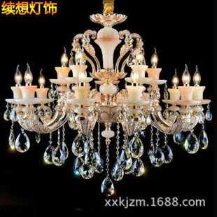 壁燈 續想 歐式gd鋅合金玉石水晶吊燈 酒店客房奢華水晶蠟燭吊燈批發原始圖片2