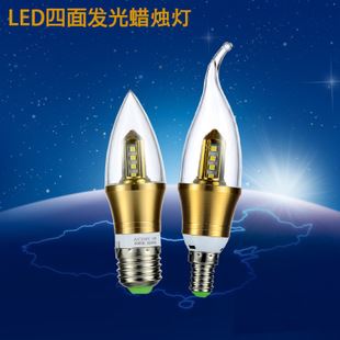 定做專區(qū) 蠟燭燈 led蠟燭燈泡e14金體led尖泡拉尾泡原始圖片2