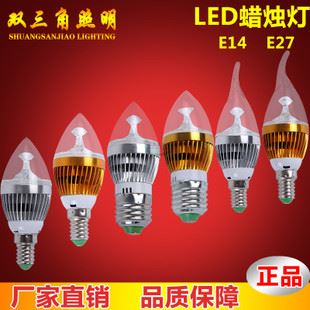 tj促銷（爆款） 【廠家直銷】 LED3w 尖泡 水晶燈專用E14  27 LED蠟燭燈led 燈泡