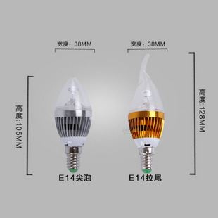 tj促銷（爆款） 【廠家直銷】 LED3w 尖泡 水晶燈專用E14  27 LED蠟燭燈led 燈泡原始圖片2