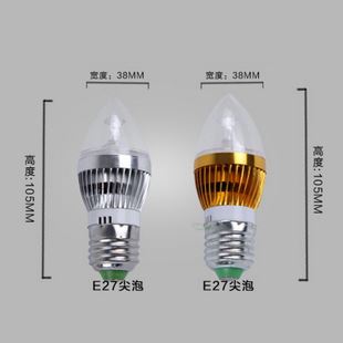 蠟燭燈 【廠家直銷】 LED3w 尖泡 水晶燈專用E14  27 LED蠟燭燈led 燈泡原始圖片3