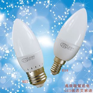 LED光源 LED塑料尖泡E14E27螺口吊燈專用節能LED蠟燭燈泡中山古鎮廠家批發