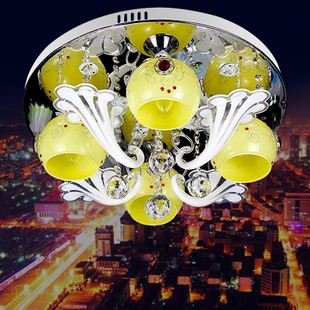 傳統黃水晶燈 新款現代簡約吸頂燈 LED水晶燈 餐廳臥室客廳低壓燈批發燈具808-4