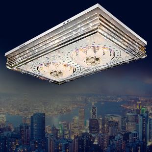 客廳方形水晶燈 家用燈具水晶燈 現代簡約led吸頂燈 長方形客廳燈臥室吸頂燈12003