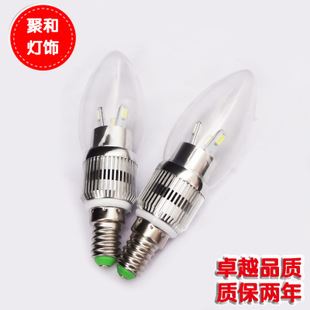 LED蠟燭燈 LED三叉蠟燭燈 銀色直筒蠟燭燈 E14玻璃罩3W廠家直銷