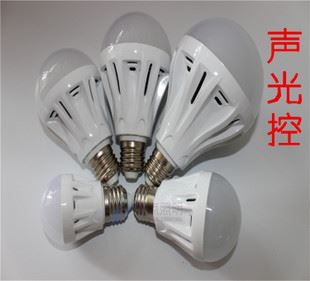 LED球泡燈 LED聲光控塑料球泡燈 LED聲控樓道過(guò)道感應(yīng)燈 停車場(chǎng)聲控LED燈