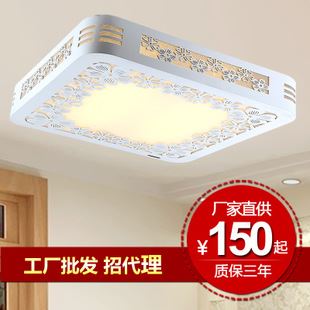 餐廳 LED吸頂燈臥室燈正方形餐廳燈田園木藝客廳燈2085廠家批發(fā)
