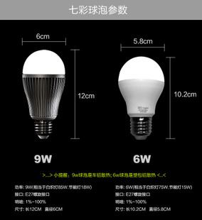 LED智能調(diào)光燈具 全觸摸遙控手機(jī)WIFI控制LED七彩球泡燈 6W智能燈泡調(diào)光調(diào)色溫9W原始圖片2