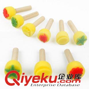 海綿印章/滾輪套 兒童繪畫工具 6支DIY手工帶木柄海綿印章套裝