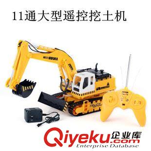 【電動玩具】 11通兒童廣場沙灘大號充電仿真電動遙控帶燈履帶工程挖溝機玩具原始圖片2