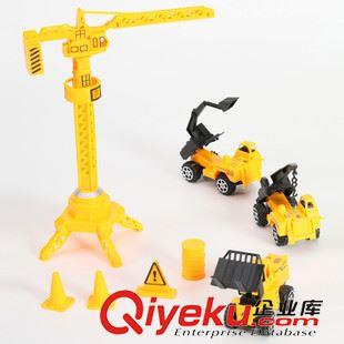 【模型玩具】 【建筑天才】帶3輛回力工程車 兒童玩具工程吊塔 兒童過家家玩具