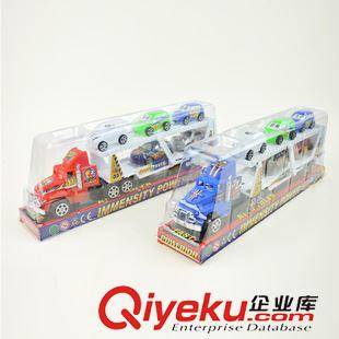 新品上架 慣性運輸貨柜車載5輛小汽車 慣性雙層板車玩具模型 地攤熱賣