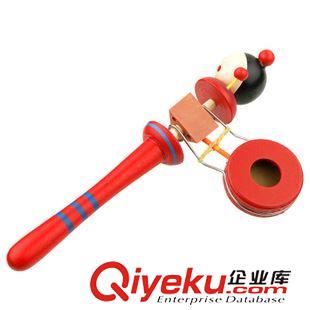 嬰兒玩具 彩色木制木偶搖搖鼓 卡通木頭人旋轉(zhuǎn)手搖鼓原始圖片2
