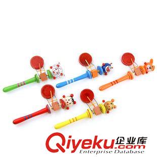 嬰兒玩具 彩色木制木偶搖搖鼓 卡通木頭人旋轉(zhuǎn)手搖鼓原始圖片3