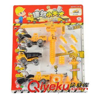地?cái)偼婢?【人氣爆款】帶3輛回力工程車 兒童玩具工程吊塔 兒童過家家玩具原始圖片2