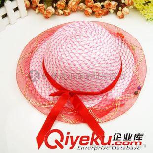 家居百貨 【夏日熱銷】紗質花邊鈴鐺草帽  蝴蝶結飄帶女孩太陽帽原始圖片2