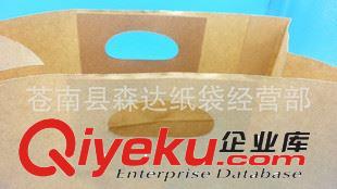 手提袋/沖孔方底袋 一次性扣手紙袋方底紙袋快餐紙袋外賣紙袋牛皮紙袋 50個現貨原始圖片2