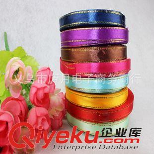 彩帶 【廠家直銷】3分（1cm）金邊緞帶3分金邊緞帶 特色金邊緞帶批發