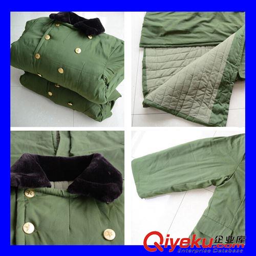 勞保用品 軍大衣 加厚棉大衣07防寒服中長(zhǎng)款黃純棉保安服工作服女軍綠 大衣原始圖片2