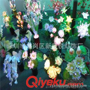 LED光纖花瓶燈 高 50CM 11花，發(fā)光玫瑰花瓶燈，黃色水晶花瓶燈直銷