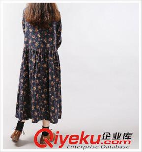 連衣裙2 2015秋款韓版大碼女裝寬松長(zhǎng)款長(zhǎng)袖碎花連衣裙 長(zhǎng)裙秋裝棉麻原始圖片2