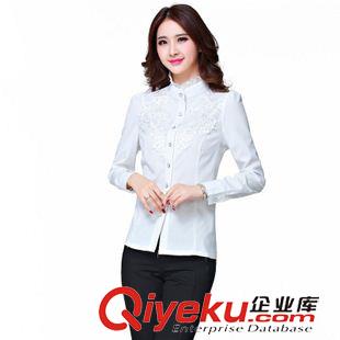 女式襯衫 2015春裝新款蕾絲拼接襯衣上衣韓版修身大碼潮女式長(zhǎng)袖打底衫原始圖片3