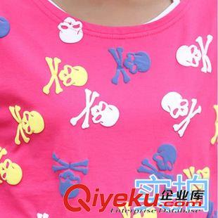 休閑運動套裝 66363-2#2014夏季新款韓版女裝圓領(lǐng)骷髏頭三件套褲裙套裝【實拍】原始圖片3