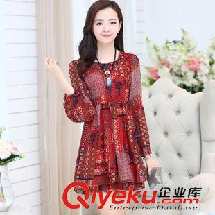 2015.08.03新品（秋） 2015秋裝新款大碼女裝韓版印花寬松長(zhǎng)袖連衣裙裙子609186694原始圖片3