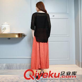 2015.08.25新品 秋季新款復古棉麻t恤兩件套闊腿褲套裝裙女連衣裙長裙潮D2518021原始圖片2