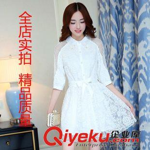 2015.08.25新品 2015秋冬新款小方領(lǐng)連衣裙 韓版OL修身花朵長袖連衣裙C0989879