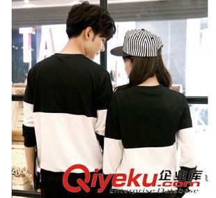 2015.08.30新品 2015新款情侶幢套裝秋裝新款圓領(lǐng)長袖77印花T恤衫學(xué)生套裝班服原始圖片3
