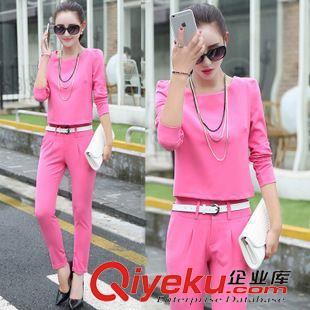 2015.08.30新品 2015秋裝新款大碼女裝名媛氣質長袖上衣收腰長褲套裝女89298034原始圖片2