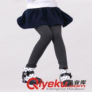 親子裝童裝 兒童全棉加絨打底褲2015新款中大童假兩件褲裙童裝女童秋冬打底褲原始圖片2