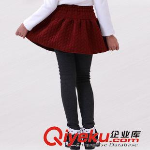 親子裝童裝 兒童全棉加絨打底褲2015新款中大童假兩件褲裙童裝女童秋冬打底褲原始圖片3
