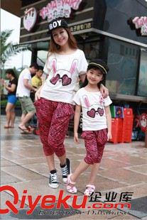親子裝童裝 2015夏款新款女童愛(ài)心兔親子裝