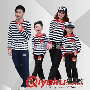 親子裝童裝 2015春款全家親子裝 母子母女裝條紋長袖憤怒的小鳥套裝批發(fā)原始圖片3