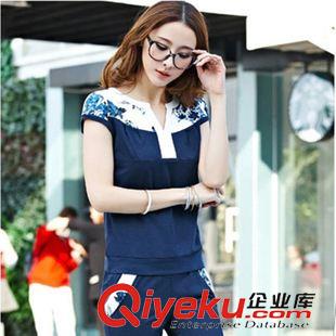 未分類 廠家直銷2015夏裝新款韓版小清新大碼雪紡短袖女運(yùn)動服套裝女批發(fā)原始圖片2