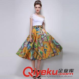 2015秋季新款 歐洲站2015秋季歐美半身裙時(shí)尚新款系帶蓬蓬裙大擺長(zhǎng)裙原始圖片3