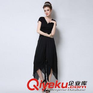 6月新款已出貨 2015夏季歐美新款雪紡闊腿褲純色七分褲氣質(zhì)不規(guī)則褲裙