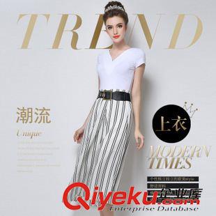 6月新款已出貨 歐洲站2015夏季新款女裝V領純棉百搭t恤時尚短袖針織衫原始圖片2