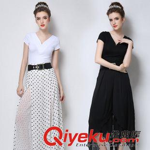6月新款已出貨 歐洲站2015夏季新款女裝V領純棉百搭t恤時尚短袖針織衫原始圖片3